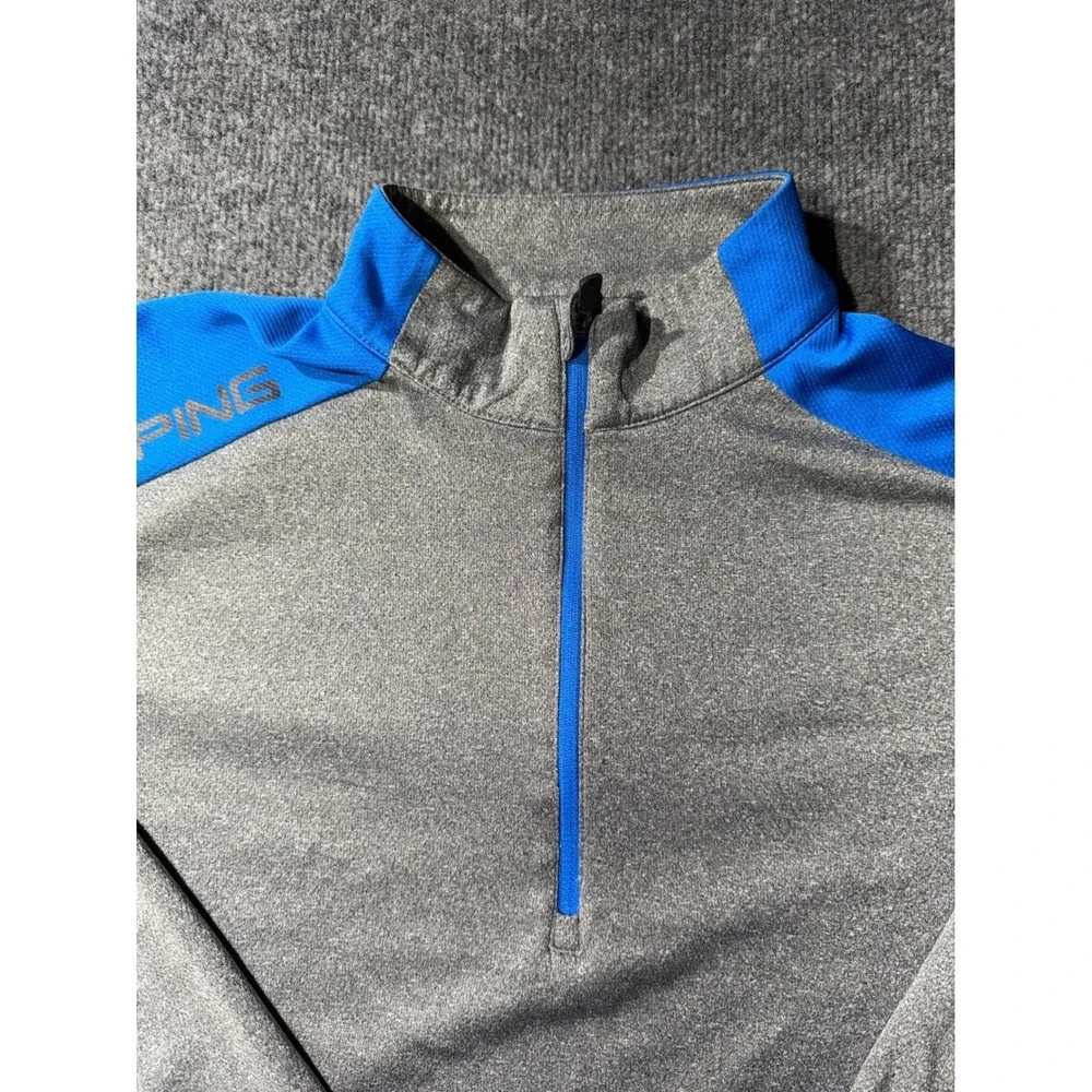 Ping Peak Jacket Mens Large Gray Blue 1/4 Zip Golf Pullover 15S3014